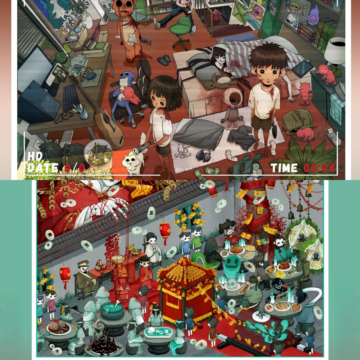 Nightmare 3D Sticker | 2 Cute Miniature Scenes
