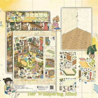 Heart's Dwelling 3D Sticker | 2 Cute Miniature Scenes