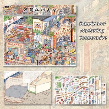 Nostalgia Series 3D Sticker | 2 Cute Miniature Scenes