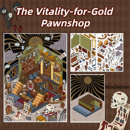No. 81 Pawn Shop 3D Sticker | 4 Cute Miniature Scenes