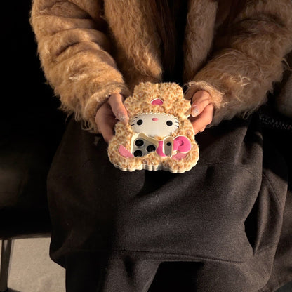 Leopard Print Cat Fluffy Phone Case