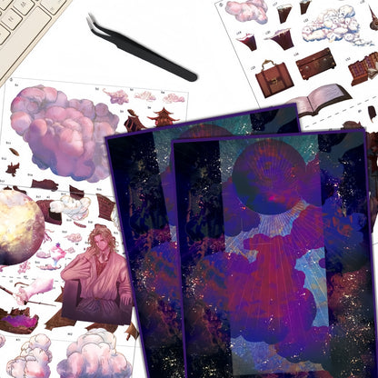 A Hand on the Stars 3D Sticker | 2 Cute Miniature Scenes
