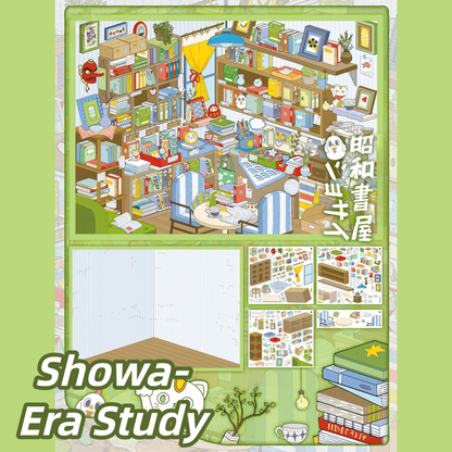 Showa-Era Cottage 3D Sticker | 2 Cute Miniature Scenes