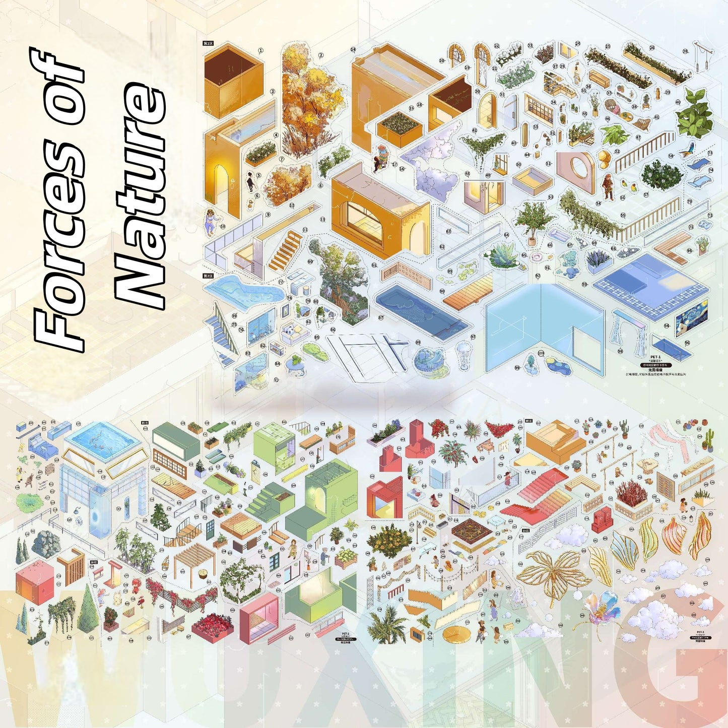 Other World 3D Sticker | 2 Cute Miniature Scenes
