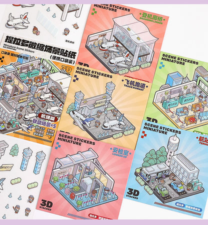 Pocket World 3D Sticker | 4 Cute Miniature Scenes