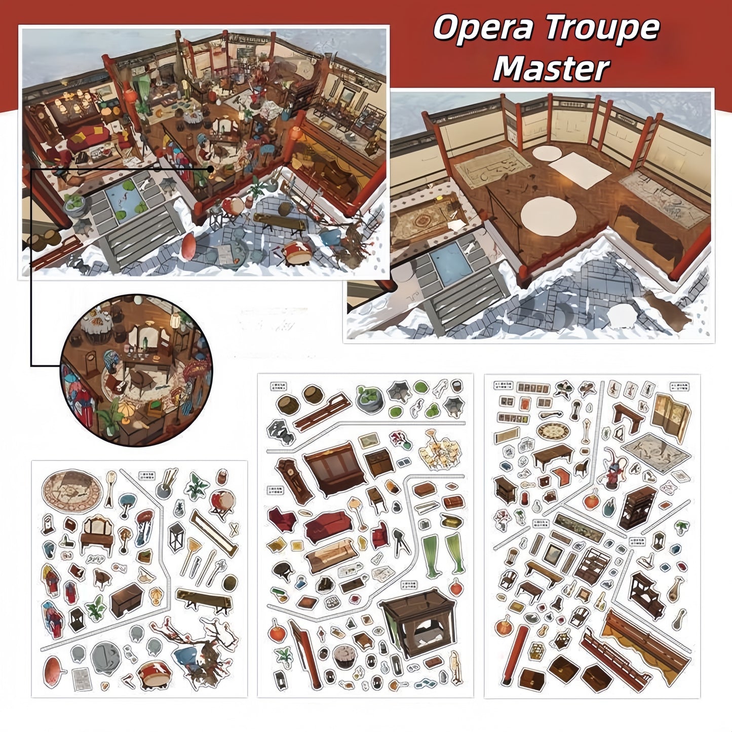 Traditional Workshops 3D Sticker | 2 Cute Miniature Scenes