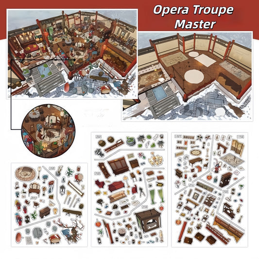 Traditional Workshops 3D Sticker | 2 Cute Miniature Scenes