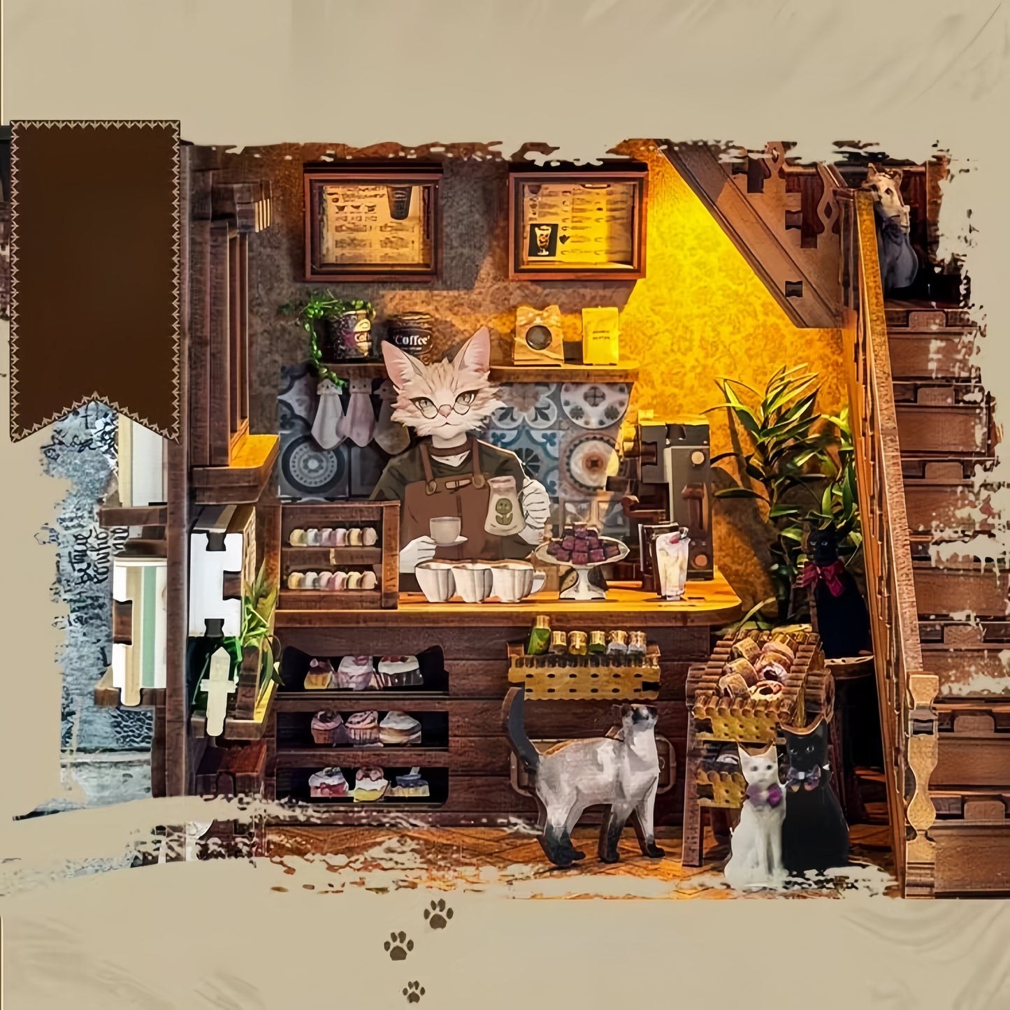 Sisyphus Cat Cafe DIY Miniature House - English Instructions