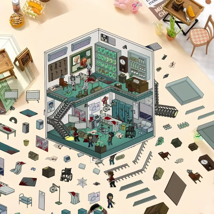 Micro Horror 3D Sticker | 4 Cute Miniature Scenes