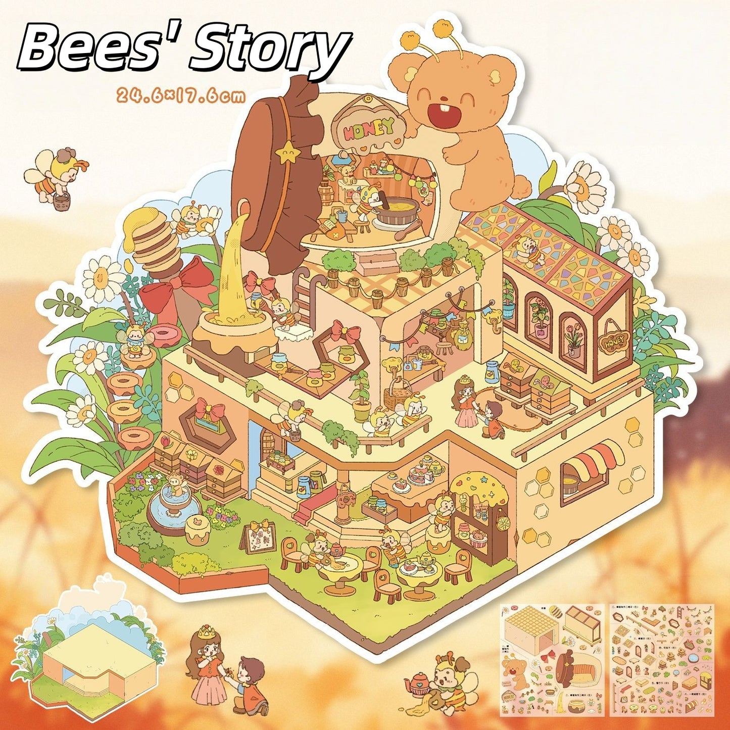 Whimsical Dream 3D Sticker | 4 Cute Miniature Scenes