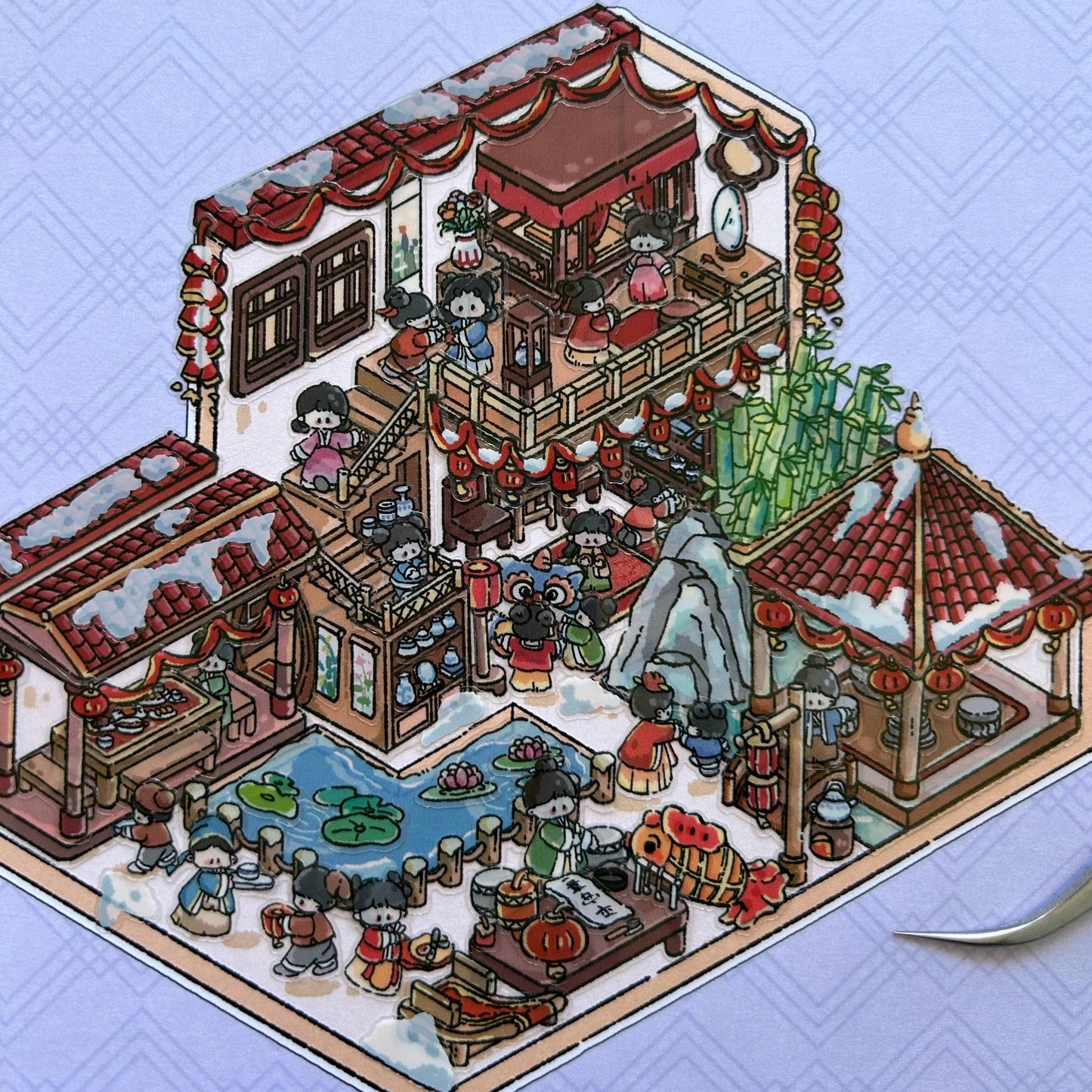 Courtyard of Antiquity 3D Sticker | 4 Cute Miniature Scenes