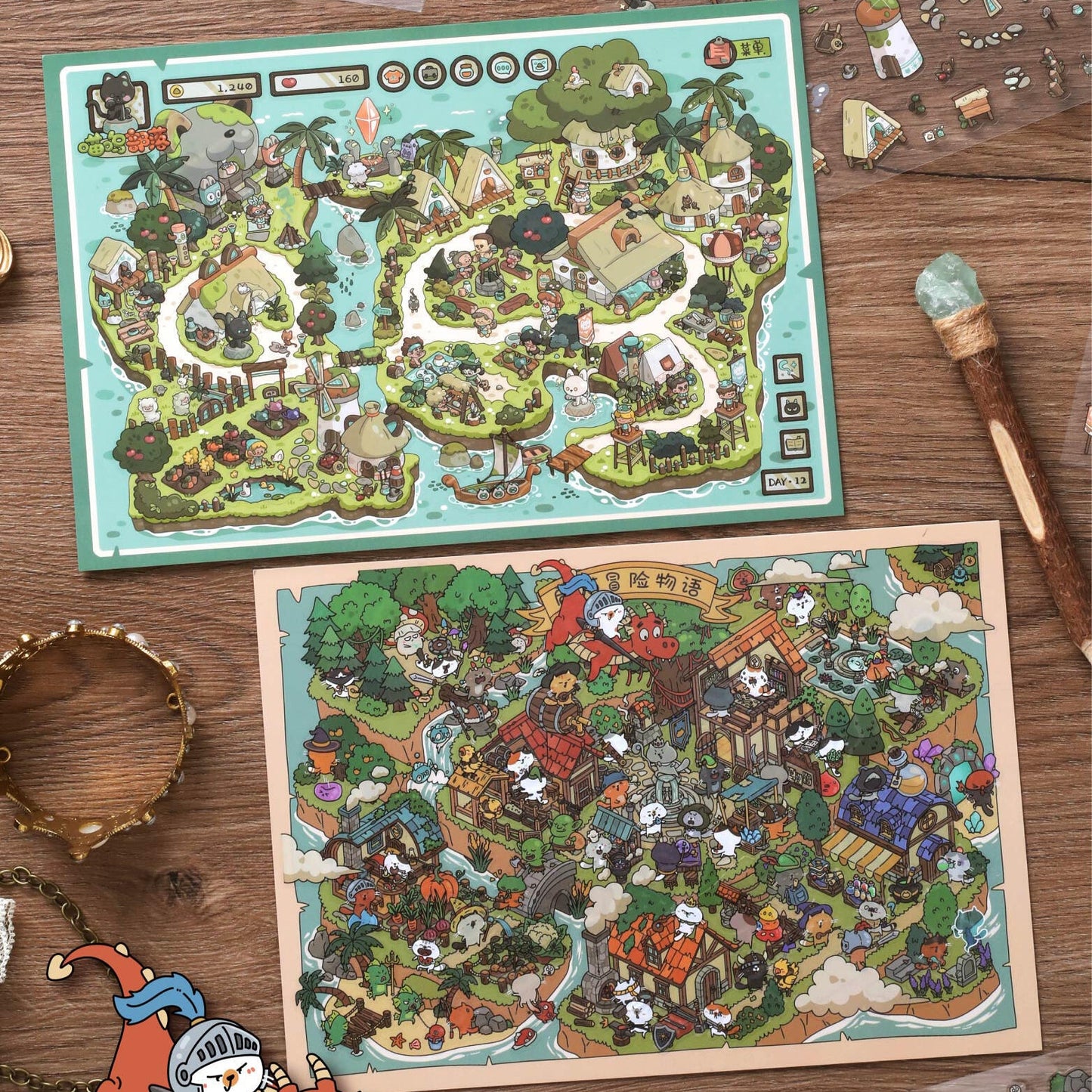 Meow Island Diary 3D Sticker | 2 Cute Miniature Scenes