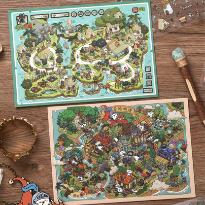 Meow Island Diary 3D Sticker | 2 Cute Miniature Scenes