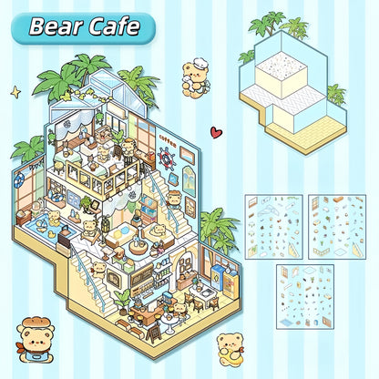 Furry Realms 3D Sticker | 4 Cute Miniature Scenes
