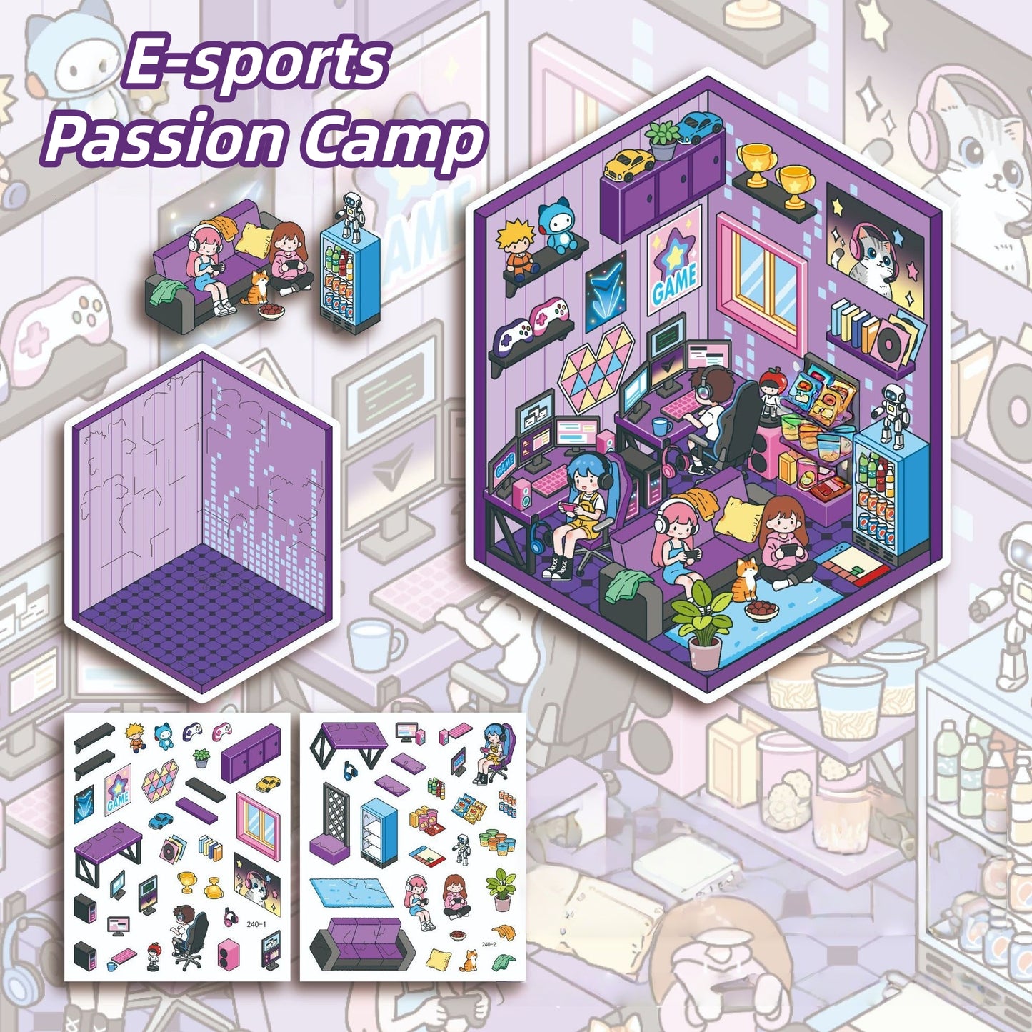 Leisure Daily 3D Sticker | 4 Cute Miniature Scenes