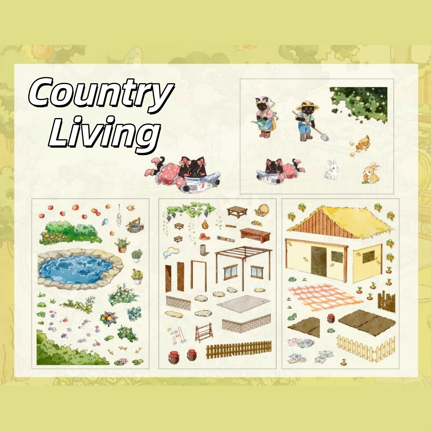Black Cat Drama 3D Sticker | 2 Cute Miniature Scenes