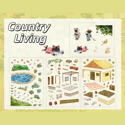Black Cat Drama 3D Sticker | 2 Cute Miniature Scenes
