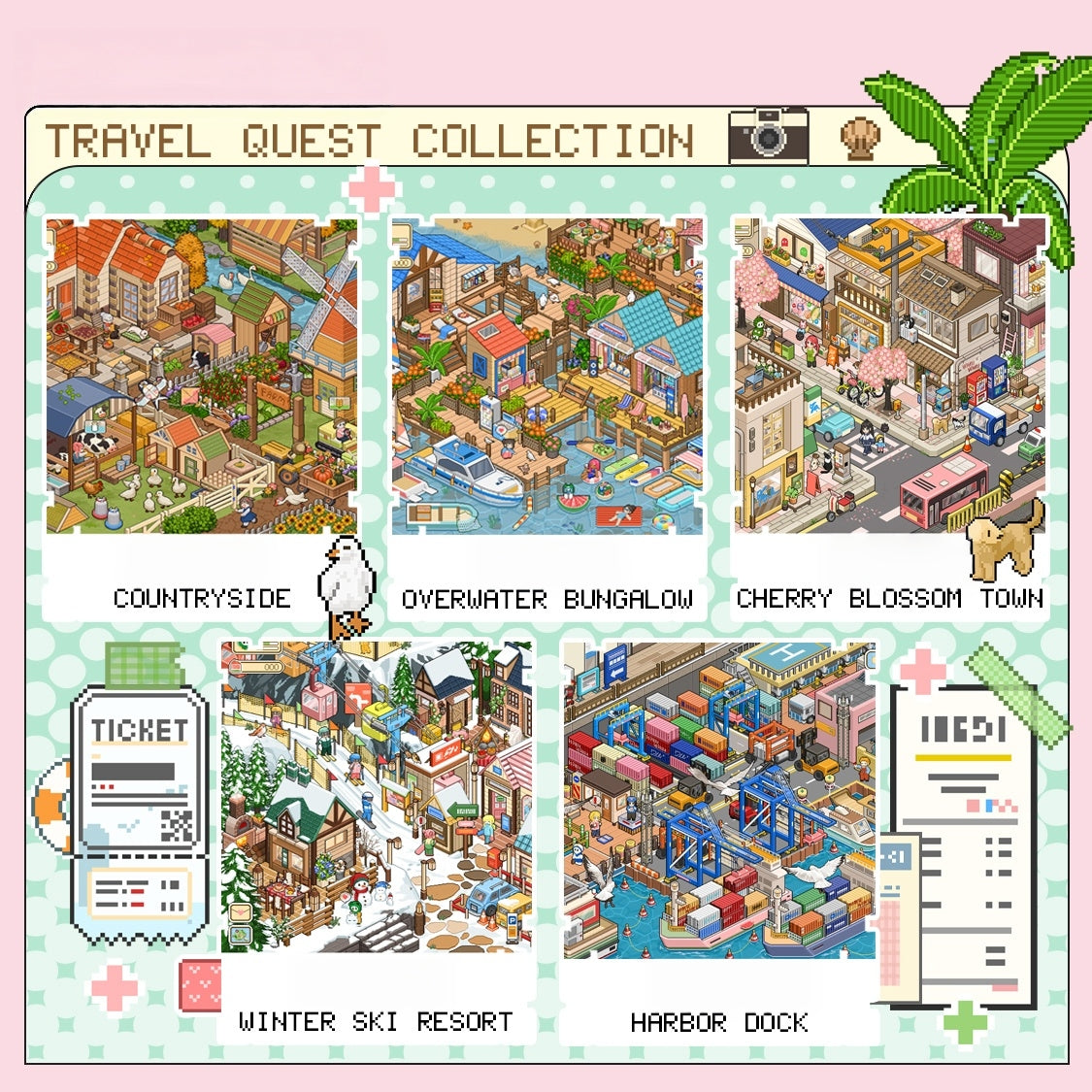 Travel Quest 3D Sticker | 5 Cute Miniature Scenes