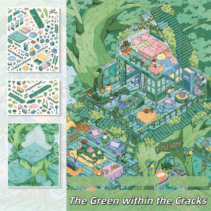 Time in the Cracks 3D Sticker | 3 Cute Miniature Scenes