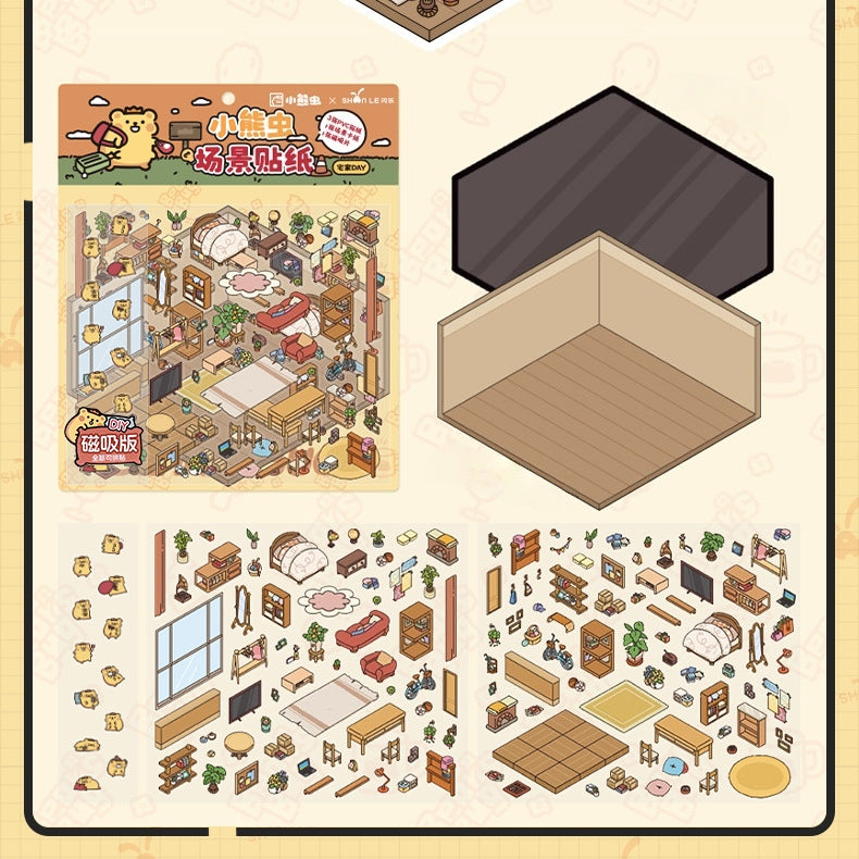 Bear-Bug 3D Sticker | 4 Cute Miniature Scenes