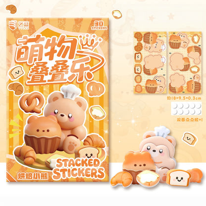 Fluffy Friends 3D Stackable Stickers | 6 Cute Miniature Themes