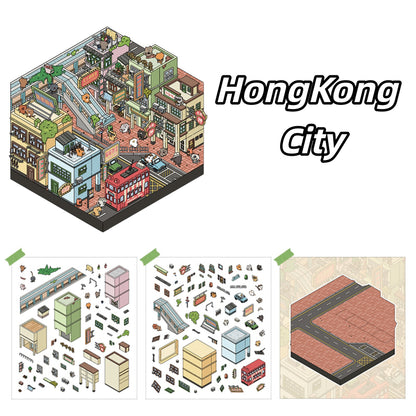 Flat Cat Pixel 3D Sticker | 2 Cute Miniature Scenes