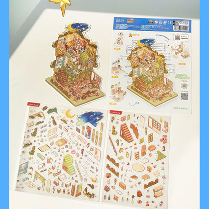Dream House 3D Sticker | 4 Cute Miniature Scenes