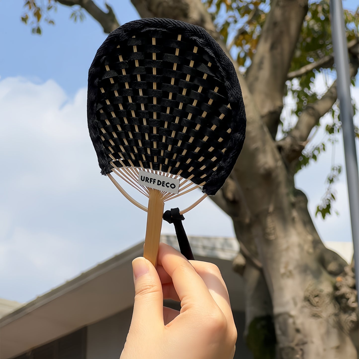 Handmade Leather Cord Woven Bamboo Fan