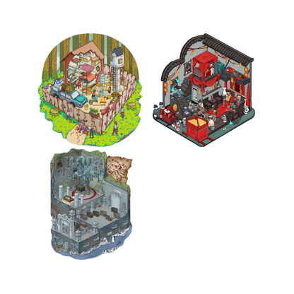 Horror Adventure 3D Sticker | 3 Cute Miniature Scenes