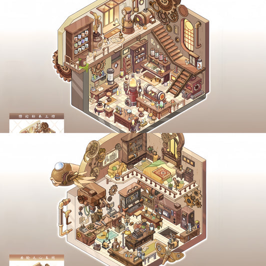 Curious Craft 3D Sticker | 2 Cute Miniature Scenes