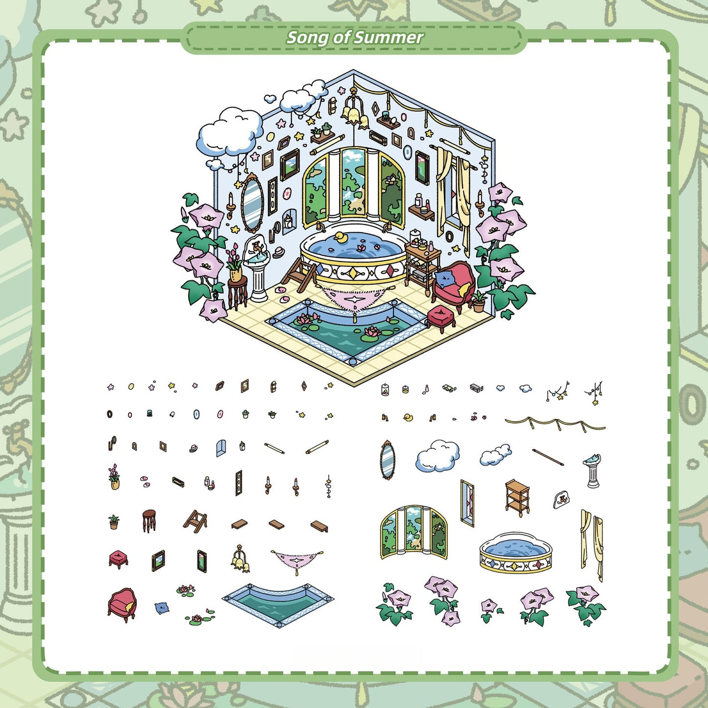 Four Seasons Song 3D Sticker | 4 Cute Miniature Scenes