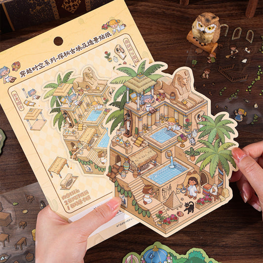 Time Travel 3D Sticker | 4 Cute Miniature Scenes