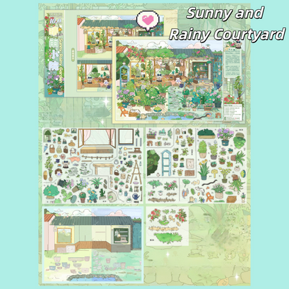 Courtyard Series 3D Sticker | 2 Cute Miniature Scenes