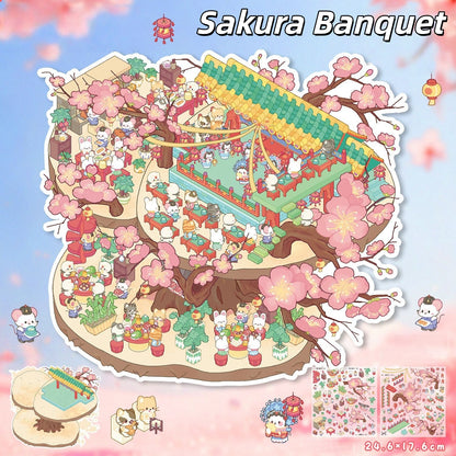 Whimsical Dream 3D Sticker | 4 Cute Miniature Scenes