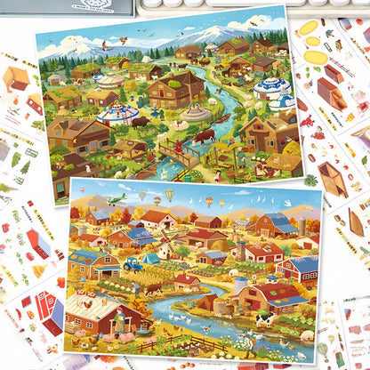 Endless Fields 3D Sticker | 2 Cute Miniature Scenes