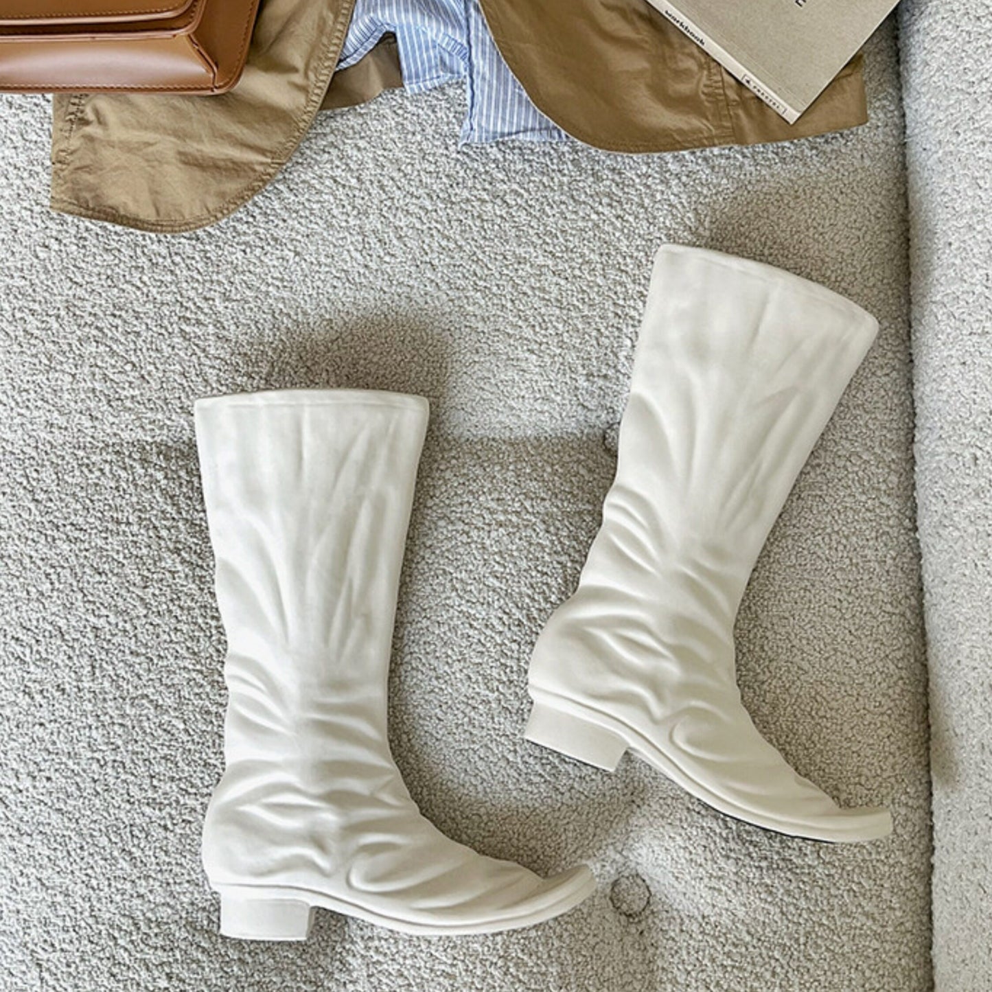 White Boot-Shaped Ceramic Vase
