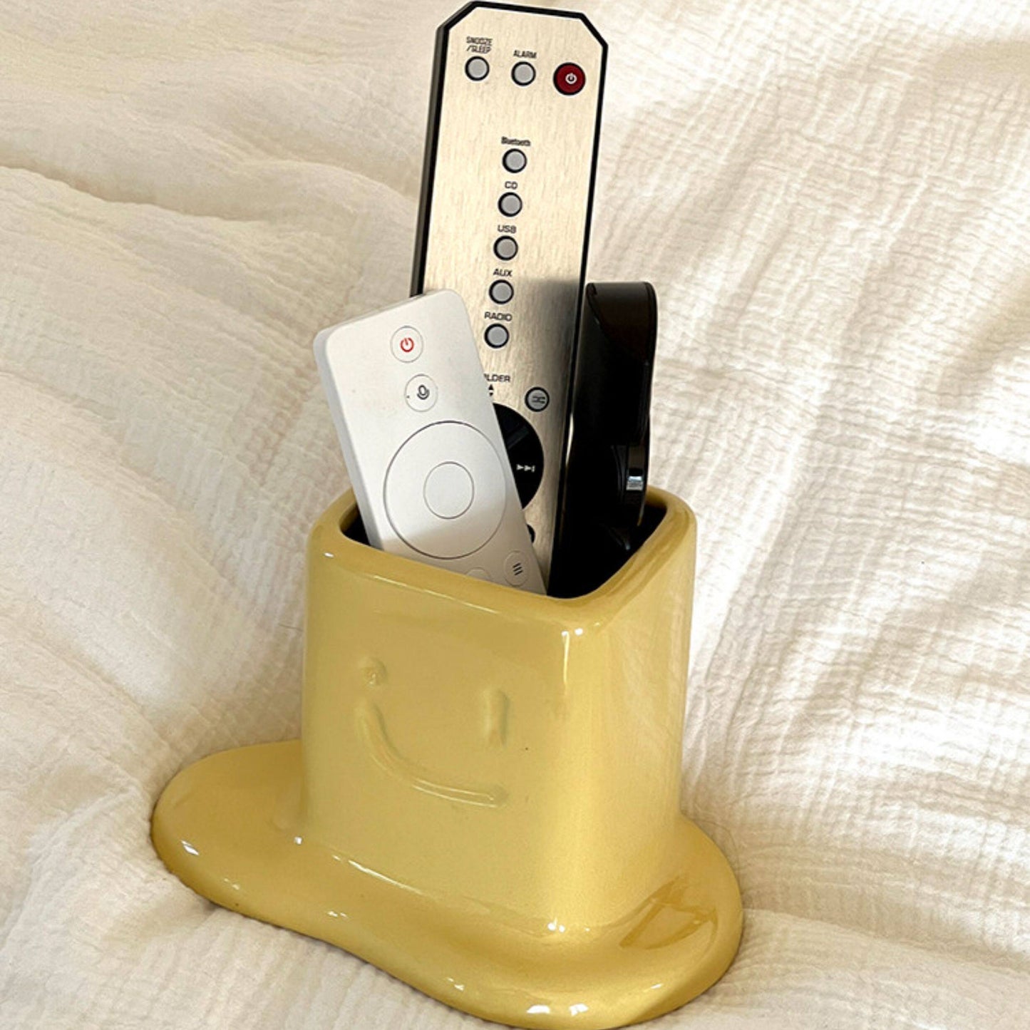 Melted Butter-Shaped Ceramic Pen Holder Desk Organizer