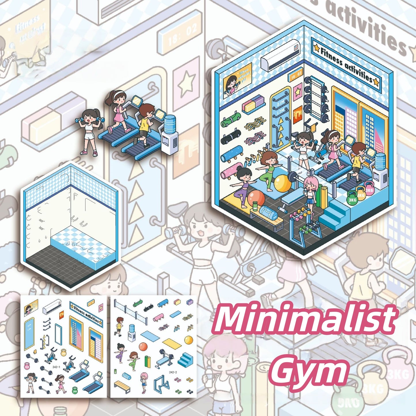 Leisure Daily 3D Sticker | 4 Cute Miniature Scenes
