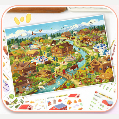 Endless Fields 3D Sticker | 2 Cute Miniature Scenes