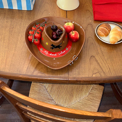 Cowboy Hat-Shaped Ceramic Plate
