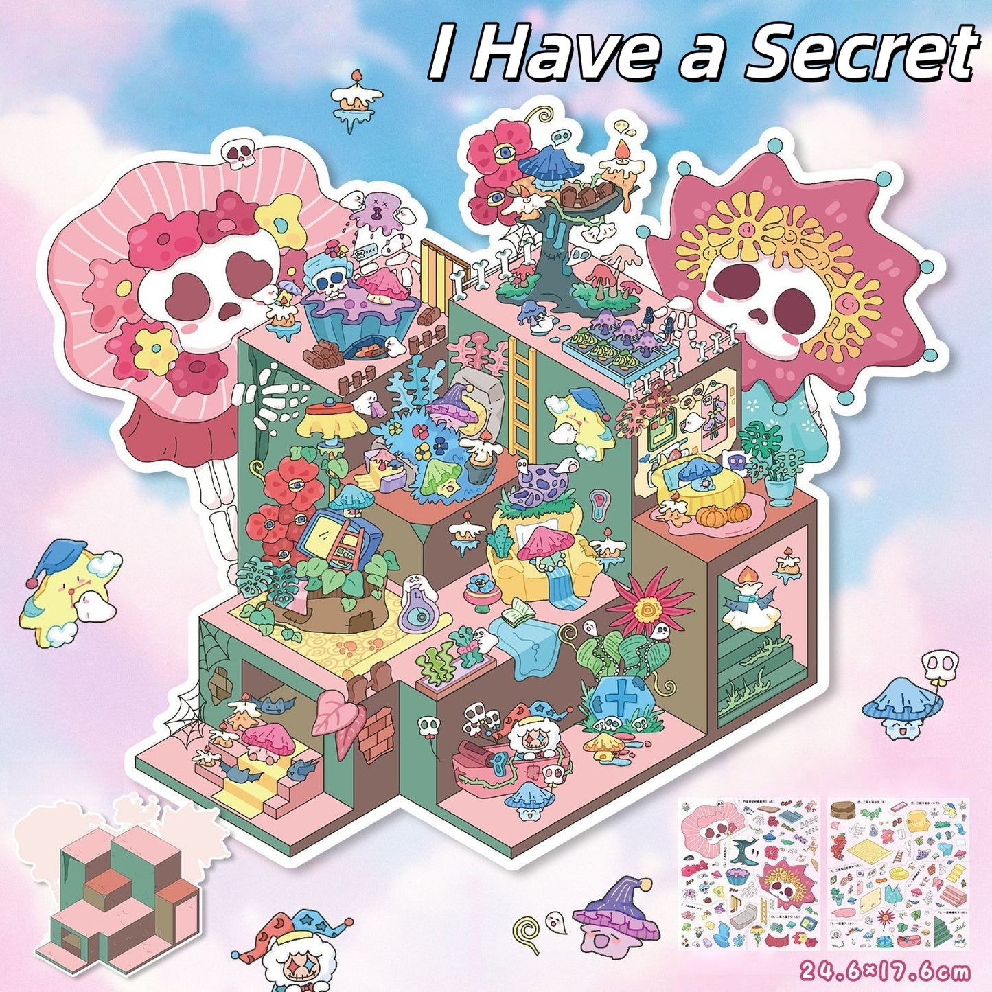 Whimsical Dream 3D Sticker | 4 Cute Miniature Scenes