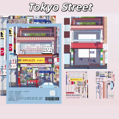 Japanese Street Scenes 3D Sticker | 4 Cute Miniature Scenes