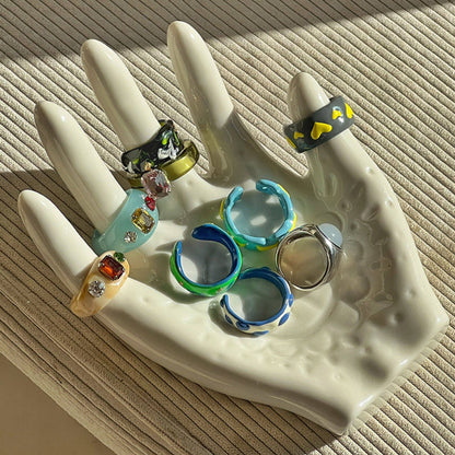 Palm-Shaped Ceramic Ring Display Holder