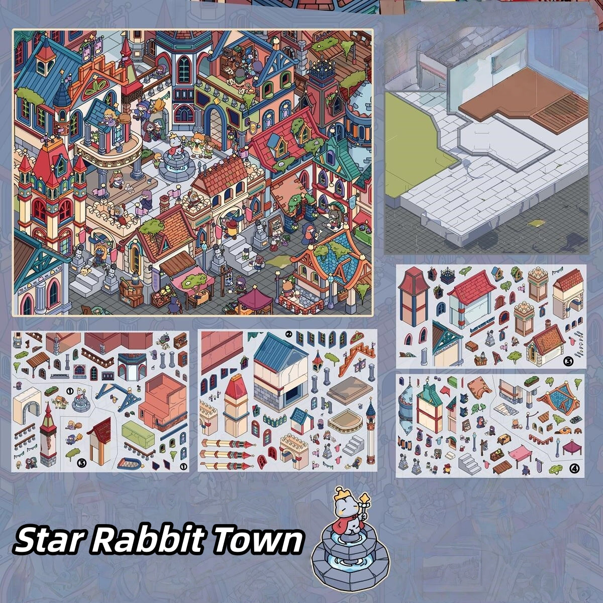 Starry Postmark 3D Sticker | 4 Cute Miniature Scenes