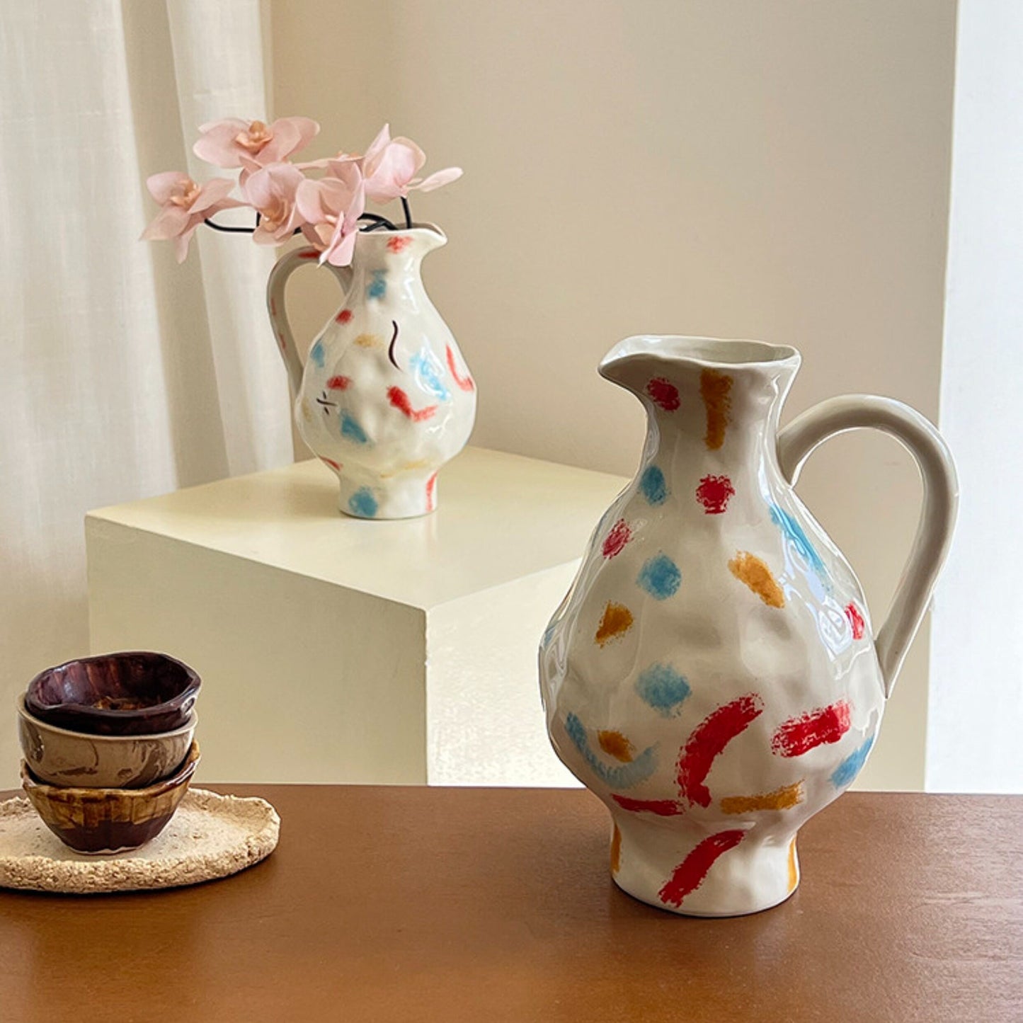 Hand-Painted Ceramic Vase & Mug