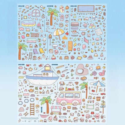 Soft Season 3D Sticker | 2 Cute Miniature Scenes