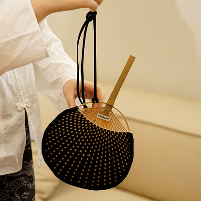 Handmade Leather Cord Woven Bamboo Fan