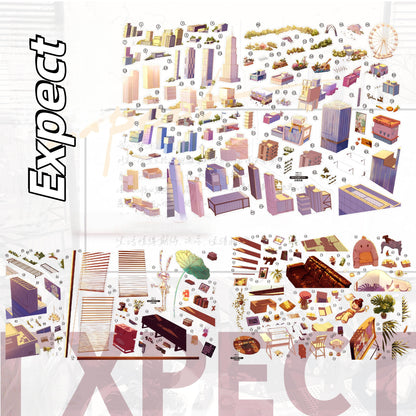 Future World 3D Sticker | 2 Cute Miniature Scenes