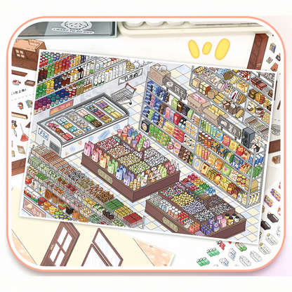 Study & Snack 3D Sticker | 2 Cute Miniature Scenes