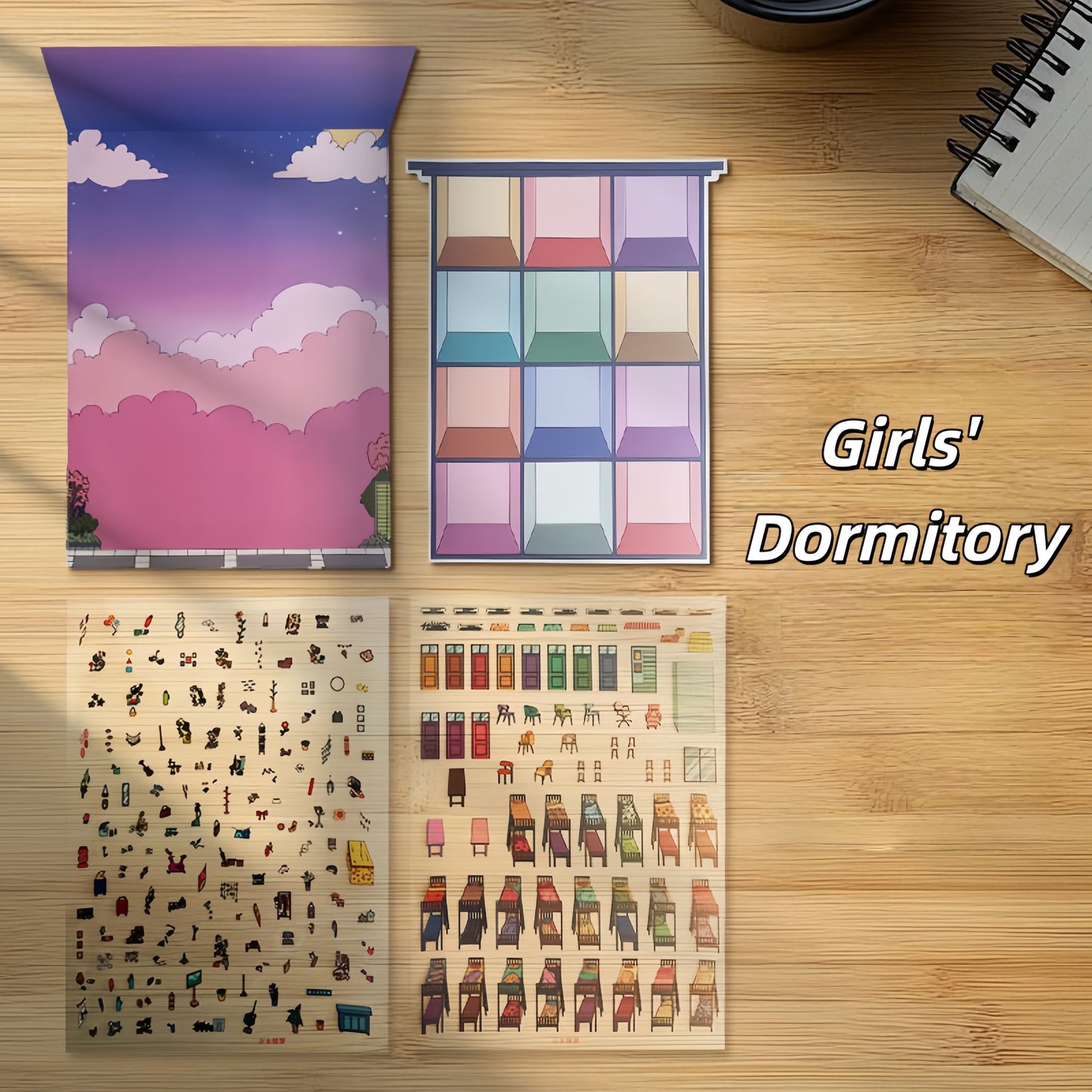 Dormitory Cubicle 3D Sticker | 2 Cute Miniature Scenes